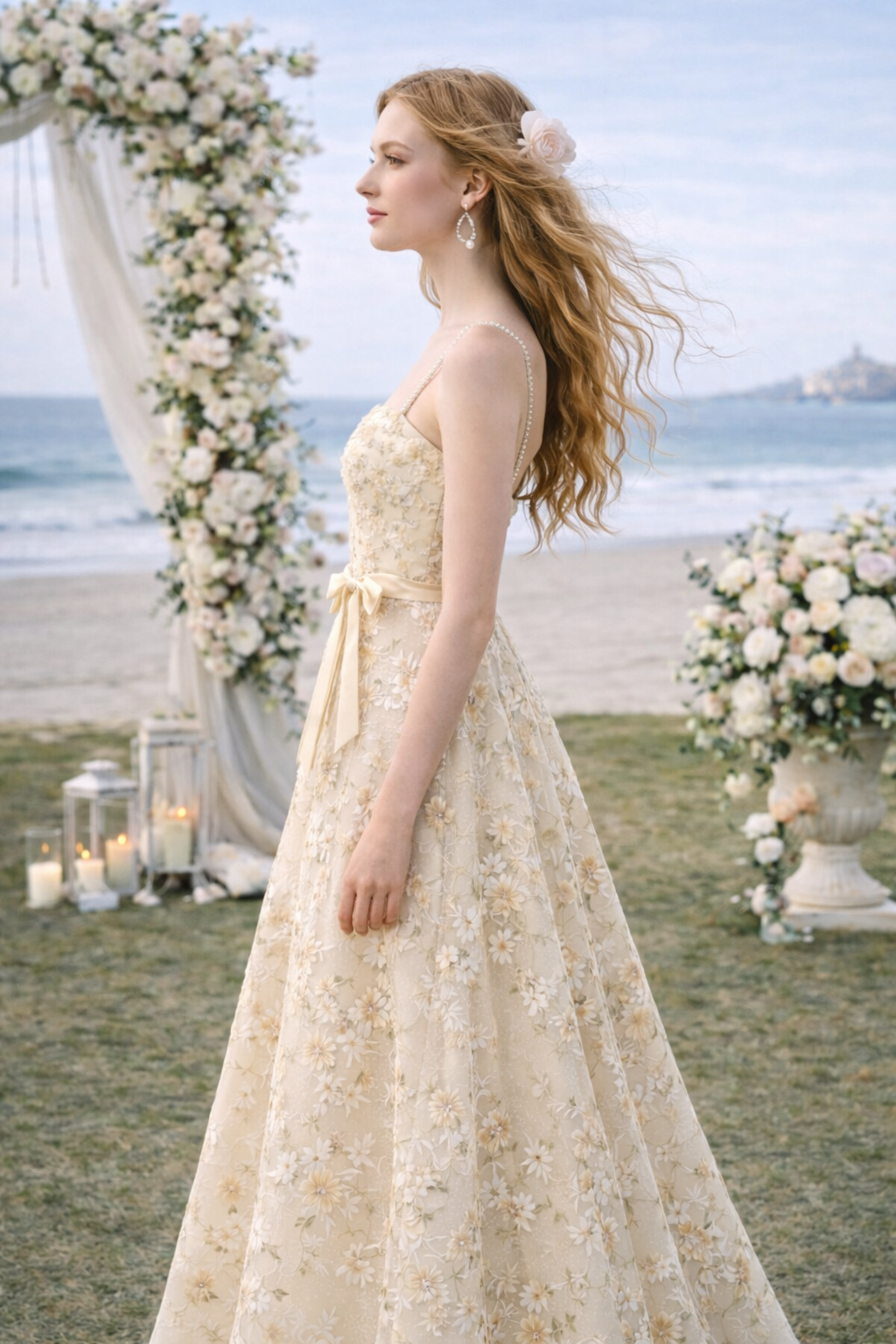Floral Embroidered A-Line Maxi Dress with Soft Waist Definition